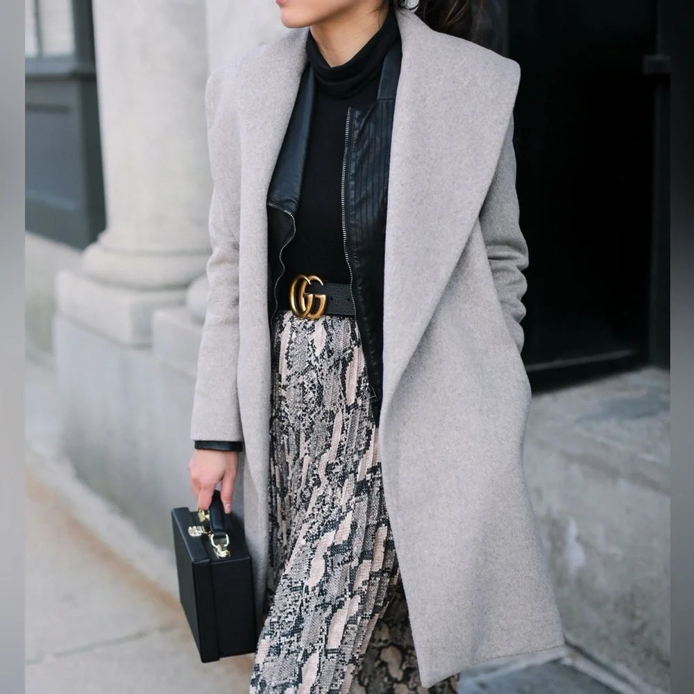 Ann Taylor Light Gray Wrap Coat with Shawl Collar - Picture 10 of 10